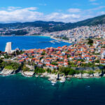 Aerial,View,The,City,Of,Kavala,In,Northern,Greece